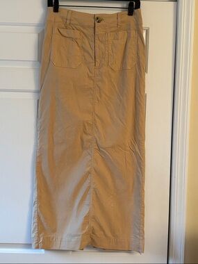 Anthropologie Maeve Khaki Maxi Skirt with Front Pockets